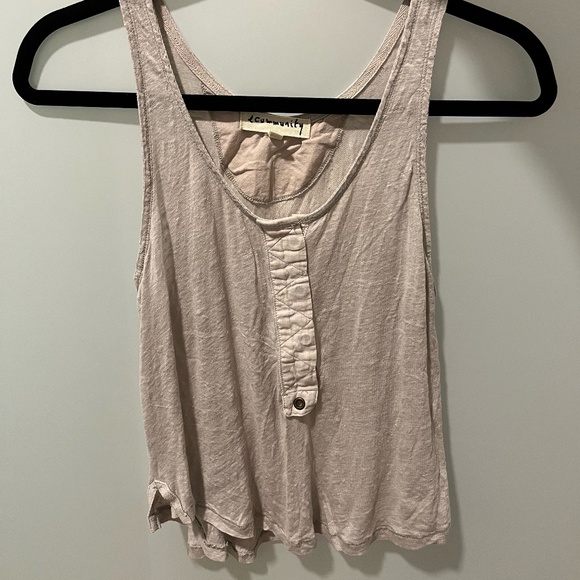 Aritzia Community Off-White/ Beige 100% Linen Button Up Tank - Picture 5 of 5